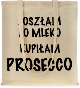 Ekotorba shopper bawełniana na zakupy miejska z nadrukiem - prosecco - beżowa