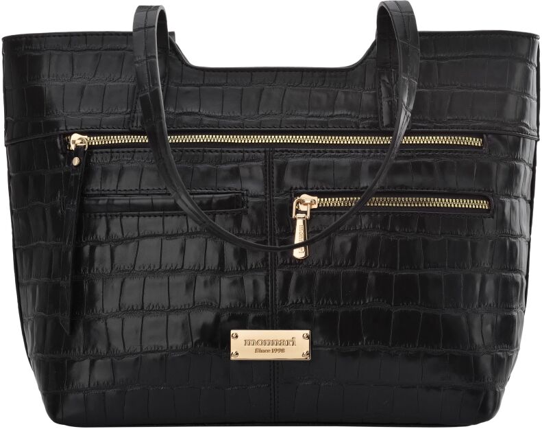 Monnari duża torba damska miejska torebka shopper łódka na ramię croco - czarna