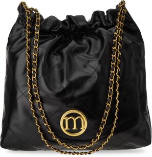 MONNARI torba damska worek miękka pikowana torebka shopper na łańcuchu - czarna