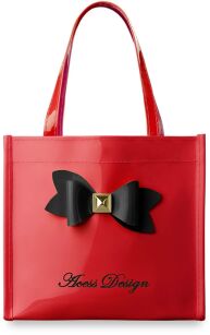 Torebka damska lakierowana tote bag z kokardką - czerwony