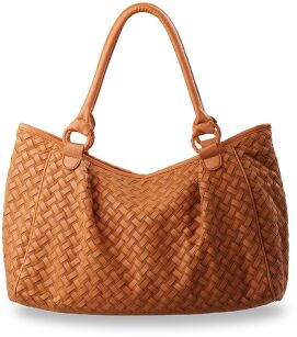 MODNA PLECIONA TOREBKA DAMSKA – CAMEL