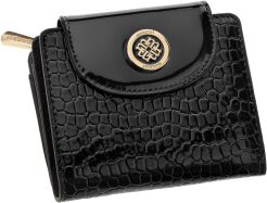 Monnari mały portfel damski lakierowany elegancki portfelik portmonetka - czarny