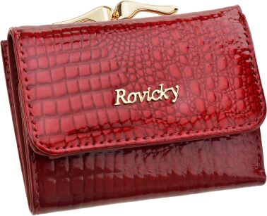 Lakierowana damska portmonetka mały portfel na bigiel RFID - czerwony