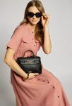 Monnari mały kuferek damski z klapą elegancka torebka na ramię listonoszka - czarna - 4