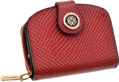 Monnari mały skórzany portfel damski trójelementowa portmonetka - czerwony