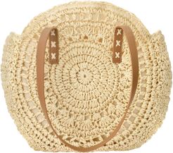 Duża pleciona torebka damska koszyk na lato plażę - beżowa