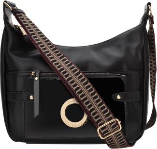 Monnari torba na wzorzystym pasku torebka duża listonoszka - czarna