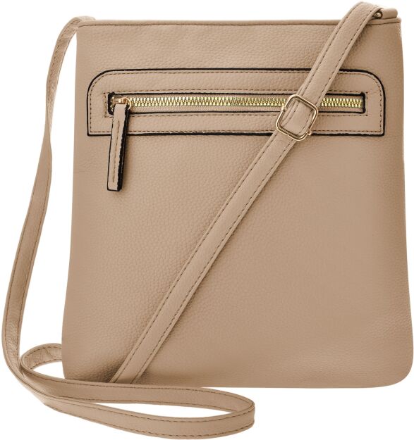 Elegancka torebka listonoszka damska crossbody z kieszeniami klasyczna mała na ramię - beżowa