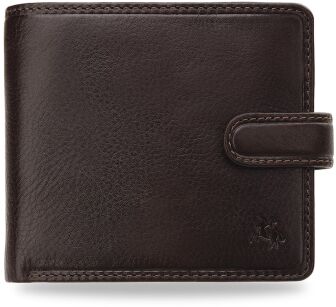 Stylowy portfel męski VISCONTI poziomy z zapinką i ochroną kart płatniczych - brązowy