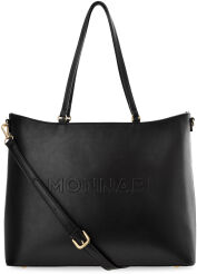 Klasyczna torba damska MONNARI pojemna torebka łódka sztywna shopperka a4 na ramię z dużym logo - czarny