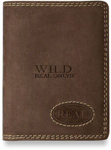 SKÓRZANY PORTFEL MĘSKI WILD REAL ONLY MAŁY ZGRABNY PORTFELIK PORTMONETKA - BEŻOWY