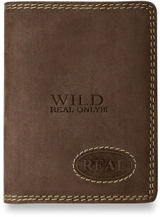 Skórzany portfel męski Wild Real Only mały zgrabny portfelik portmonetka - beżowy