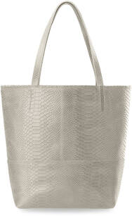 TOREBKA DAMSKA DUŻY WOREK SHOPPER BAG GENUINE LEATHER -  JASNY SZARY