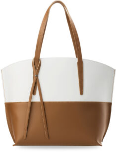 WŁOSKA TOREBKA DAMSKA SKÓRA NATURALNA SHOPPER BAG PASTELE  - CAMEL 