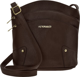 Pojemna miejska listonoszka crossbody torebka damska z kieszonkami - brązowy