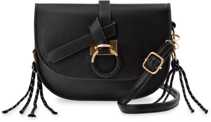 Mała torebka damska klasyczna listonoszka półksiężyc crossbody - czarna