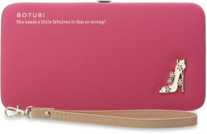 Elegancki portfel kopertówka puzderko but bucik ozdobny - różowy