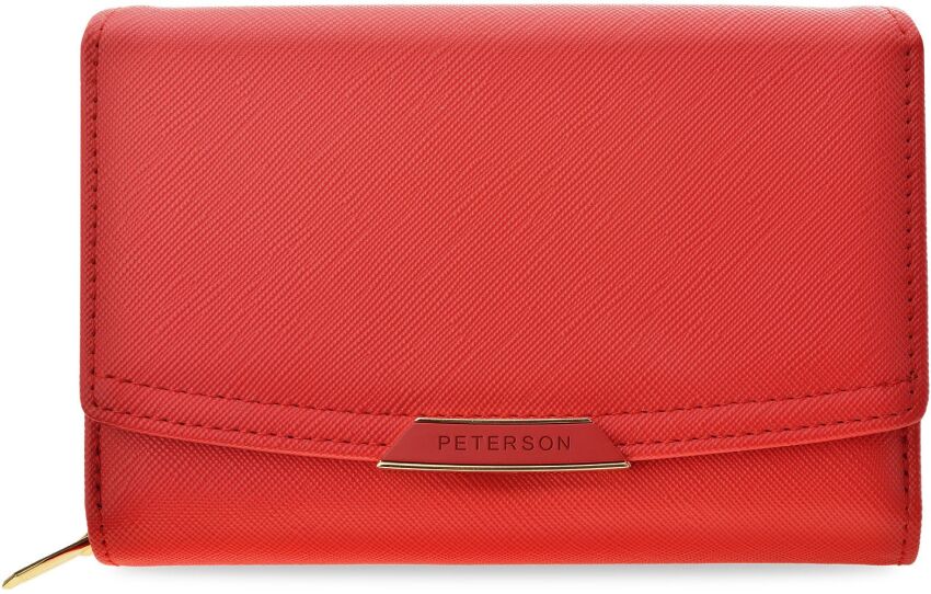 Peterson elegancki portfel damski portmonetka RFID pojemna pakowna - czerwony