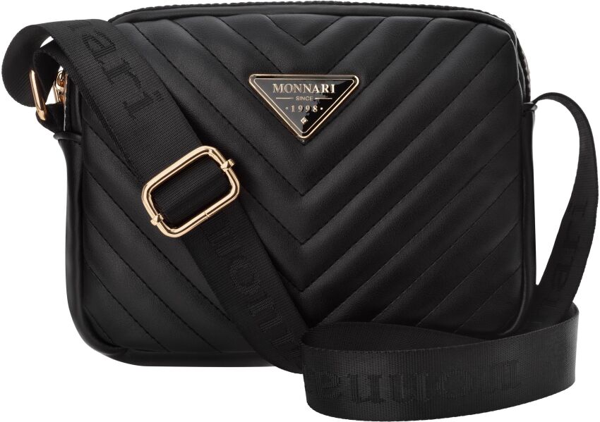 Torebka Monnari pikowana listonoszka damska na ramię z regulowanym paskiem - czarna