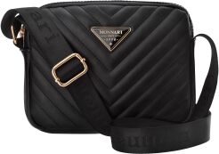 Torebka Monnari pikowana listonoszka damska na ramię z regulowanym paskiem - czarna