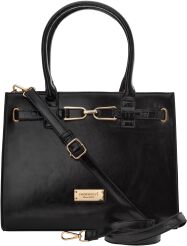 Monnari torba z aplikacją aktówka duży kuferek sztywna shopperka - czarna