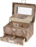 Monnari elegancki kuferek na biżuterię kosmetyki z lusterkiem organizer kosmetyczka szkatułka - różowa - 2