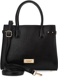 Monnari Premium klasyczna elegancka torba aktówka duży kuferek - czarna