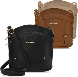Pojemna miejska listonoszka crossbody torebka damska z kieszonkami - grafitowy