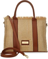 Pleciona torba damska słomkowa torebka koszyk shopper - brązowa