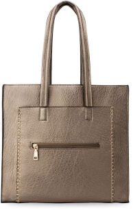 Modny shopper bag torebka damska zakupowa na ramię - szampański