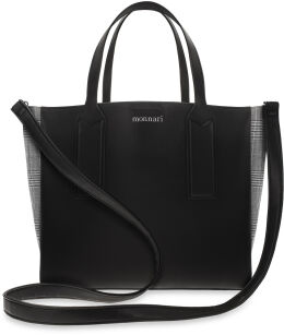 Monnari klasyczna torebka damska shopper w kratę pepitkę - czarny