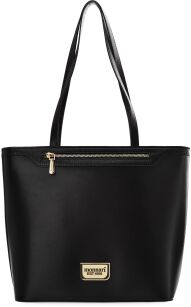 MONNARI SHOPPER DAMSKI Z DELIKATNYM WZOREM KLASYCZNA TOREBKA DAMSKA DUŻA ELEGANCKA TORBA NA RAMIĘ AKTÓWKA - CZARNA