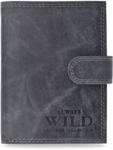 PORTFEL MĘSKI ALWAYS WILD POJEMNY SOLIDNY SKÓRZANY ROZKŁADANY ANTYKRADZIEŻOWY RFID SECURE - GRAFITOWY