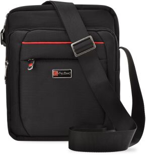 BAG STREET SOLIDNA SPORTOWA TORBA MĘSKA SASZETKA DUŻA LISTONOSZKA MIEJSKA POJEMNA TOREBKA RAPORTÓWKA Z MIEJSCEM NA TABLET - CZARNA