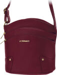 Pojemna miejska listonoszka crossbody torebka damska z kieszonkami - burgundowy - 3