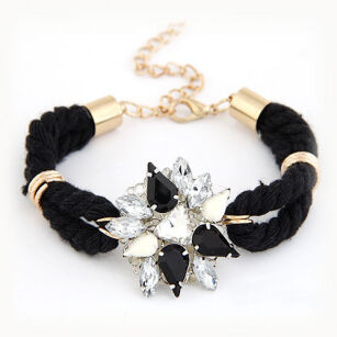Bransoletka damska flower cyrkonie vintage 