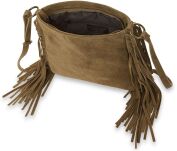 Torebka listonoszka damska styl boho frędzle zamsz naturalny VERA PELLE - szary - 3