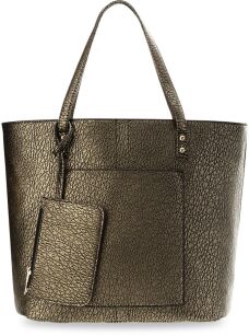 Metaliczna pojemna torebka damska shopper bag + saszetka - złoty