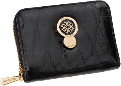 Monnari mały portfel ze wzorem skórzany na suwak lakierowana portmonetka - czarny