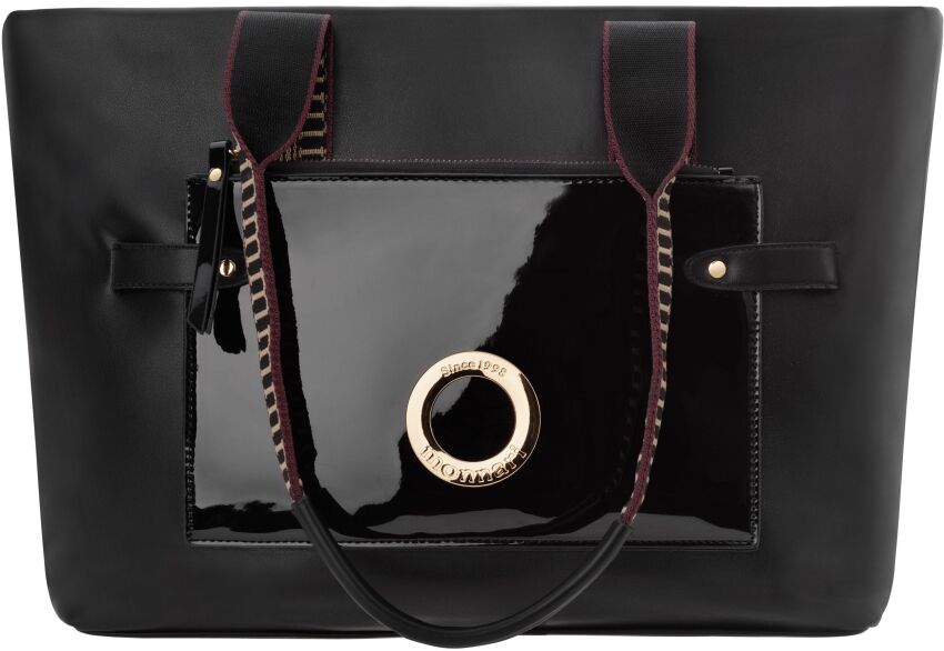 Monnari duża trzykomorowa torba shopper duża aktówka łódka na ramię - czarna