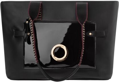 Monnari duża trzykomorowa torba shopper duża aktówka łódka na ramię - czarna