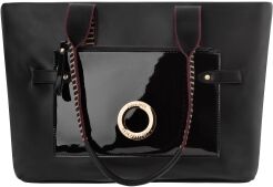 Monnari duża trzykomorowa torba shopper duża aktówka łódka na ramię - czarna