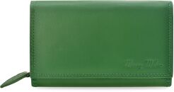 Pojemny skórzany portfel damski na suwak MONEY MAKER duża miękka portmonetka ze skóry naturalnej RFID secure - zielony