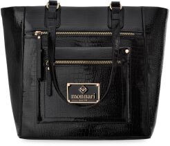 Monnari lakierowana aktówka elegancka torba damska duża torebka shopper sztywna łódka - czarna
