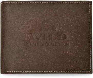 Pojemny skórzany portfel męski ALWAYS WILD poziomy RFID secure - brązowy