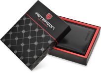 Portfel męski skórzany Peterson z ochroną RFID klasyczny w pudełku elegancki prezent - czarny - 3