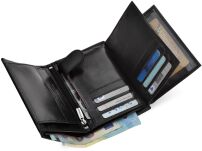 Portfel męski skórzany Peterson z ochroną RFID klasyczny w pudełku elegancki prezent - czarny - 6