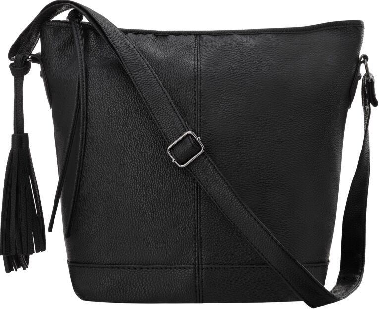 Uniwersalna listonoszka torebka damska przewieszka z frędzlami boho - czarna