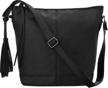Uniwersalna listonoszka torebka damska przewieszka z frędzlami boho - czarna