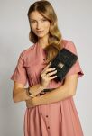 Torebka na telefon damska Monnari 2w1 portfel etui listonoszka mini crossbody zamszowa - czarna - 5